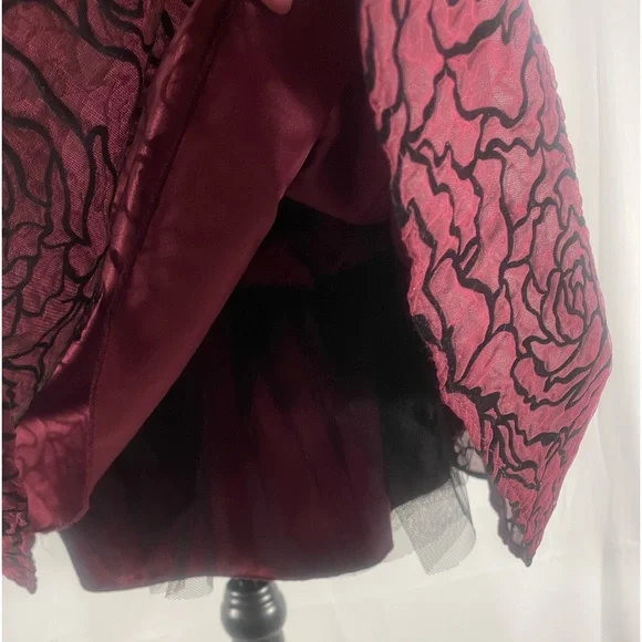 B Darlin fit and flare magenta black short dress floral print, Large,NWT - Picture 9 of 10